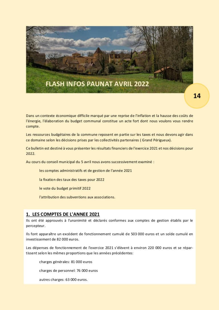 Flash infos mairie avril 2022